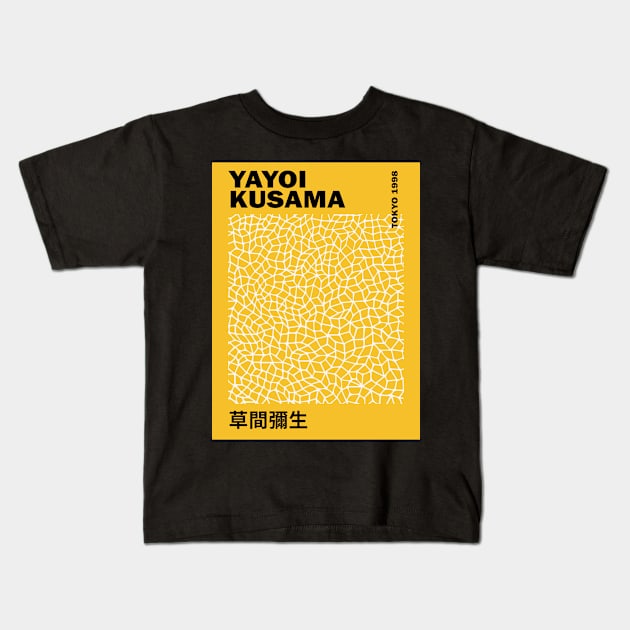 Yayoi Kusama Yellow Lines, Kusama Exhibition Poster, Japanese Wall Art, Canvas Print Poster Design Kids T-Shirt by VanillaArt